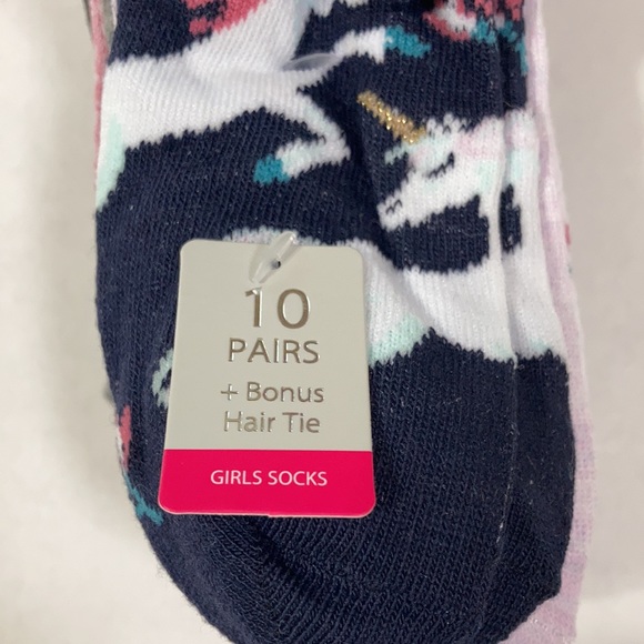 Vince Camuto 10 Pairs Girls Socks + Bonus Hair Tie - Picture 7 of 9